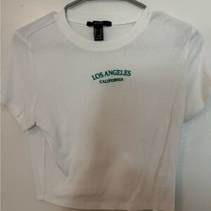 Forever 21 White Crop Top with Green Text